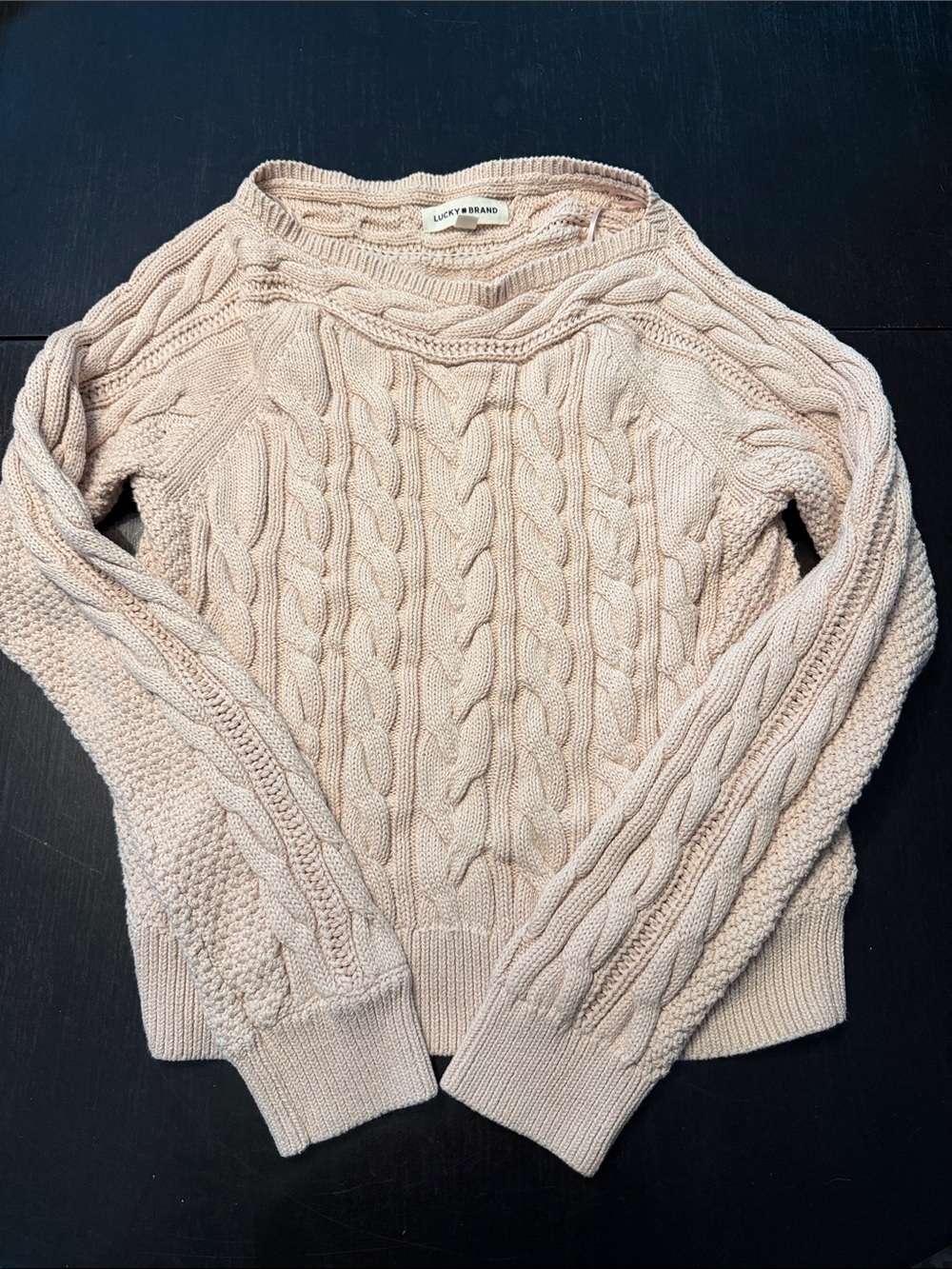 Lucky Brand Women's Blush Cable Crewneck Sweater